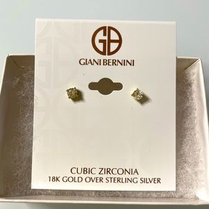 Giani Bernini 18k Gold and Sterling Silver Earrings, Round Cubic Zirconia Studs